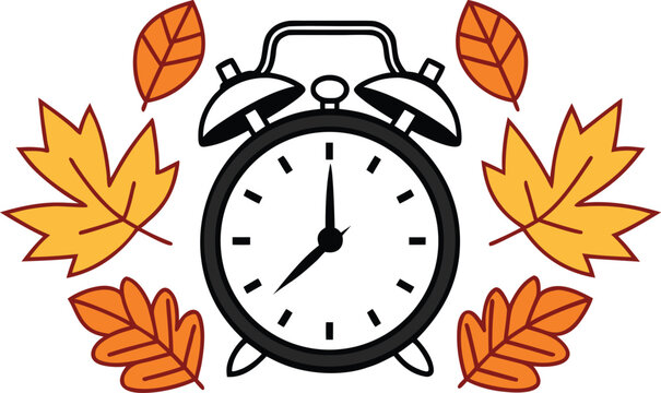 Daylight Saving Time Ends Illustration. Fall Back Clock Time Change Design. Autumn Clock Time Adjustment Concept. Seasonal Time Change Clock Illustration. End of Daylight Saving Time Concept Art