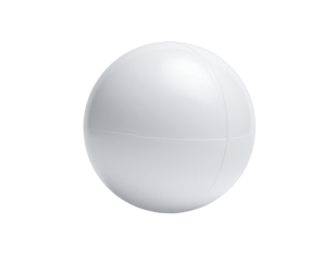 Glossy white sphere with subtle lines on black backdrop