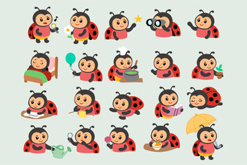 cute ladybug picture set