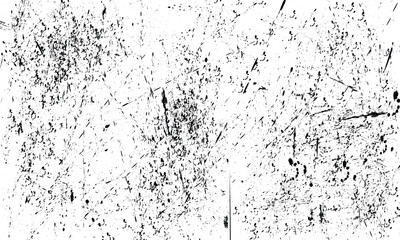 Abstract grunge texture overlay. Damaged, scratched, rough, grainy effect. Brush strokes, paint splatter and ink drip texture. Vector illustration