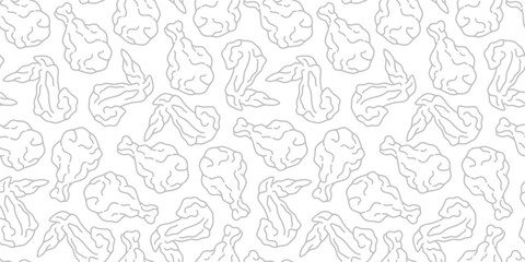 fried chicken seamless pattern background. doodle fried chicken pattern background. Fried chicken doodle pattern. fast food background. Chicken leg pattern. Chicken wings pattern. chicken drumstick.