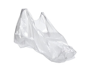 Obraz premium Crumpled white plastic bag on dark, solid background