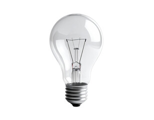 Clear lightbulb with visible filament on a black backdrop