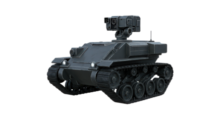 The robotic vehicle isolated on transparent background, showcasing its advanced design and capabilities for modern warfare