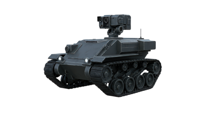 The robotic vehicle isolated on transparent background, showcasing its advanced design and capabilities for modern warfare