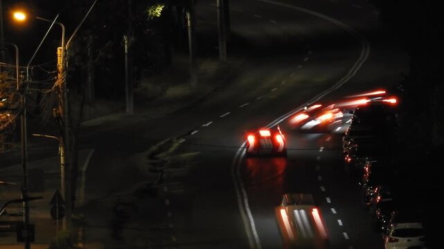 Trafic lights at night, Galati, Romania, time lapse