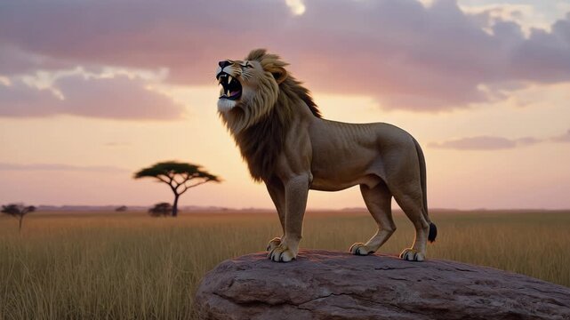 lion in sunset