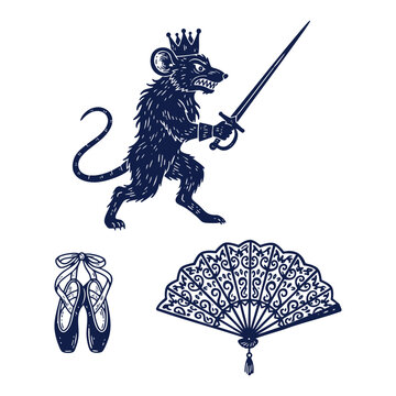 Nutcracker Ballet Mouse King Shoes Fan Stencil Silhouettes