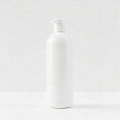 3D render of shampoo plastic bottle, white label space, isolated on white background, realistic shadow