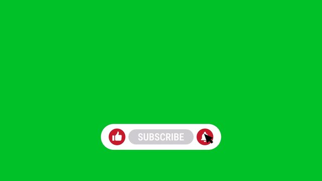 pop up Animated Subscribe Button with Like and Bell Icon on Green Screen