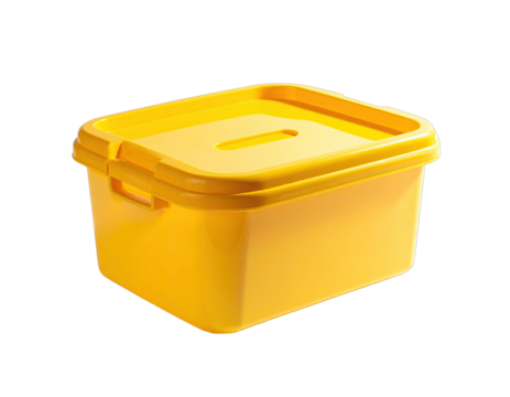 Yellow container with matching lid on a black background
