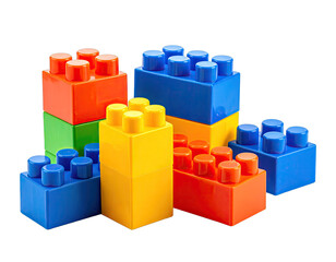 Colorful building bricks stacked in clusters