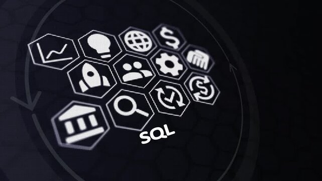 SQL (Structured Query Language) &ndash; Database Management and Technology Concept. business, technology and internet connected icon concept.