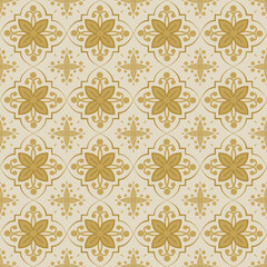 Modern Geometric Floral Pattern in Gold, Seamless Geometric Floral Pattern for Wallpaper, Minimal Geometric Floral Pattern Background Design