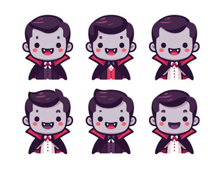 Cartoon Halloween Dracula Avatar Set for Cute Scary-Themed Designs