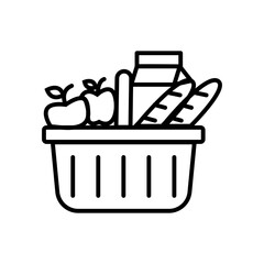 grocery Shopping and Commerce Line Icons Collection