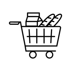 grocery Shopping and Commerce Line Icons Collection