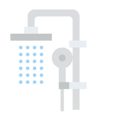 Modern chrome shower head with adjustable height and water droplets against a clean white background symbolizing bathroom fixtures and hygiene