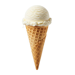Vanilla Ice Cream Cone Isolated for Food and Dessert Use

