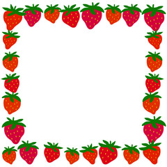 Strawberry Border with White Center &ndash; Bright Fruit-Themed Frame for Invitations and Creative Designs