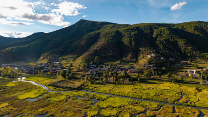 The natural scenery of Caohai in Lugu Lake, Sichuan, China