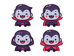 Kawaii Halloween Vampire Vector Icons for Stickers and Social Media Art