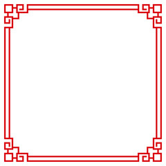 Chinese border frame. Asian style new year decorative traditional borders or Korean, Chinese and Japanese knot vector embellishment