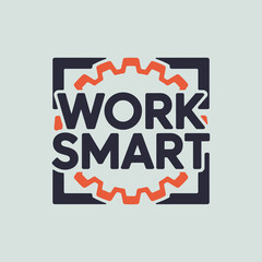 Modern work smart logo concept representing productivity efficiency and clever problem solving with gear element vector