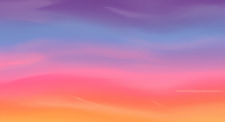 Beautifully painted vibrant sky with a soft gradient of sunset colors, featuring shades of orange, pink, purple, and blue for a dreamy backdrop
