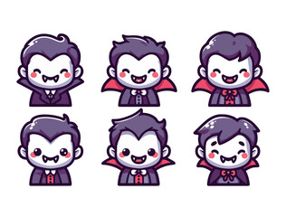 Cute Flat Vampire Vector Pack for Kids’ Halloween Art and Decoration