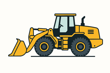 Fototapeta premium Heavy Machinery at Work: An illustration captures the robust form of a yellow front-end loader, a powerful symbol of construction and industry.
