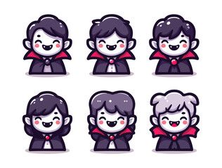 Playful Cartoon Vampire Icon Pack with Red, Purple, and White Color Scheme