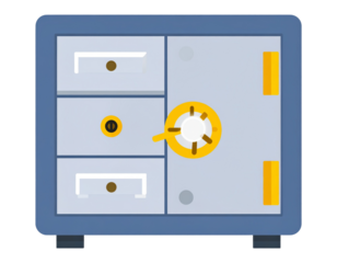 Flat Design Safe Deposit Box Icon, Transparent Background PNG