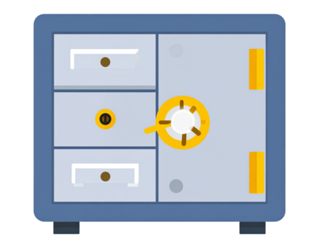 Flat Design Safe Deposit Box Icon, Transparent Background PNG