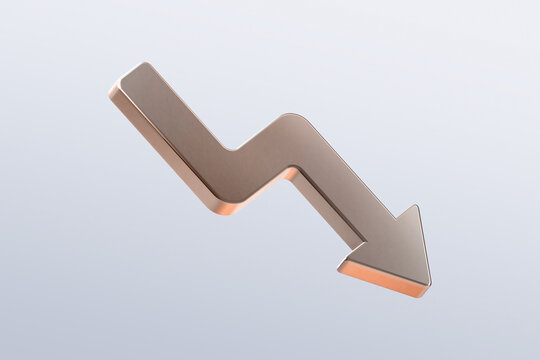 3d metallic golden trading arrow down isolated on white background Investment Success Crypto Stock market Business