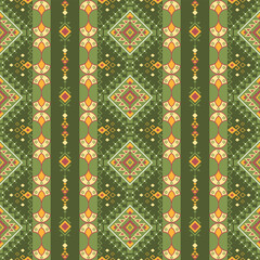 Vintage geometric seamless vector pattern with  ornament decoration for fabric, textile, and wallpaper design
