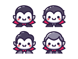 Friendly Halloween Vampire Icon Set in Cartoon Style 