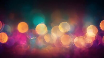An abstract bokeh background displays festive warm colored lights shimme and glowing in a magical way.