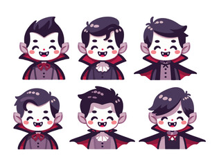 Chibi-Style Vampire Vector Set for Cute and Fun Halloween Artworks