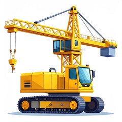Yellow Crawler Crane Heavy Construction Machinery Lifting Equipment Industrial Vehicle.