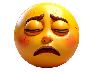 Fototapeta premium PNG Tired emoji with sleepy expression.