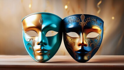 two color mask as a symbol of duplicity and lies tell the truth day