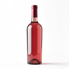 Bottle of ros wine elegant glass container with red liquid isolated on white background