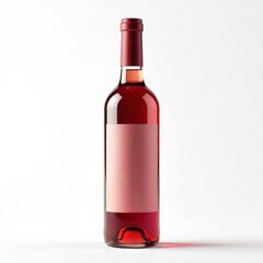 Bottle of ros wine with a blank label studio shot on white background perfect for product mockups