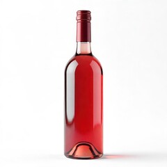 Bottle of ros wine elegant glass bottle with red cap isolated on white background