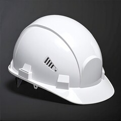 White industrial safety hard hat with ventilation and brim.