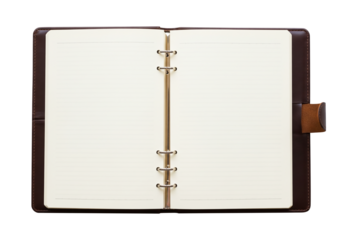 Open blank journal with empty cream pages, top-down view