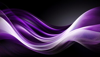 smooth purple and white abstract wave on black background
