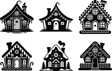 Winter Wonderland Christmas House Silhouette &ndash; Holiday Clipart