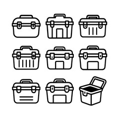set of outline icons containers vector on a white background
set of 9 line icons, vector, on a white background